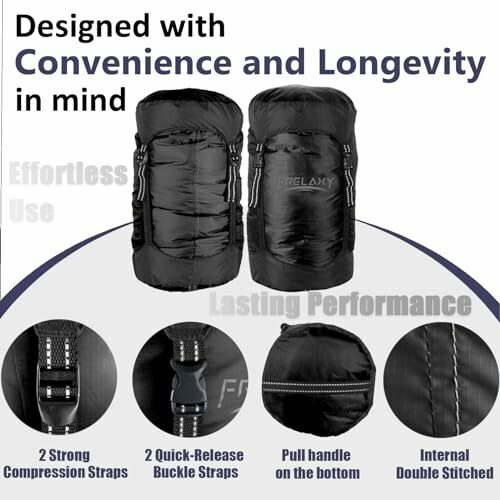 Black compression sack with convenience and longevity features.