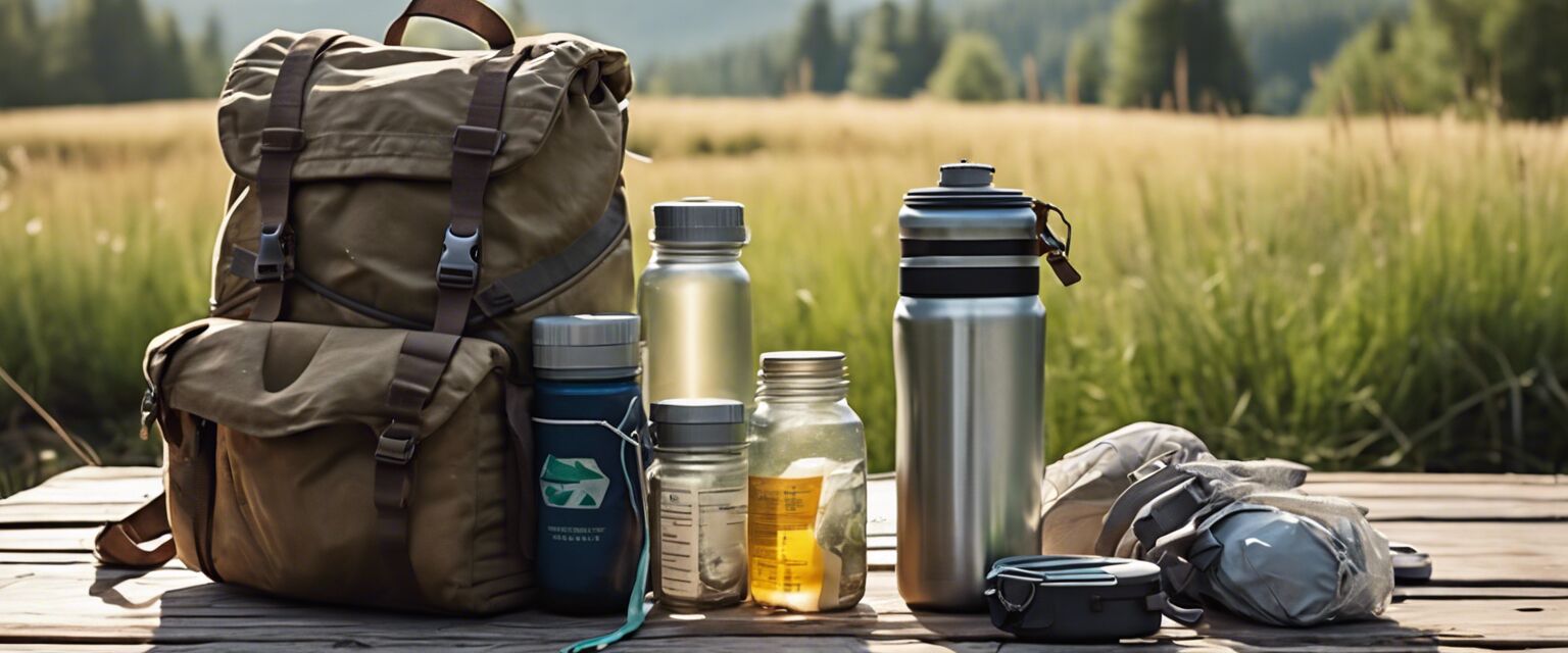 Day hiking gear organized on a table