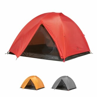 Red dome camping tent with orange and gray variants