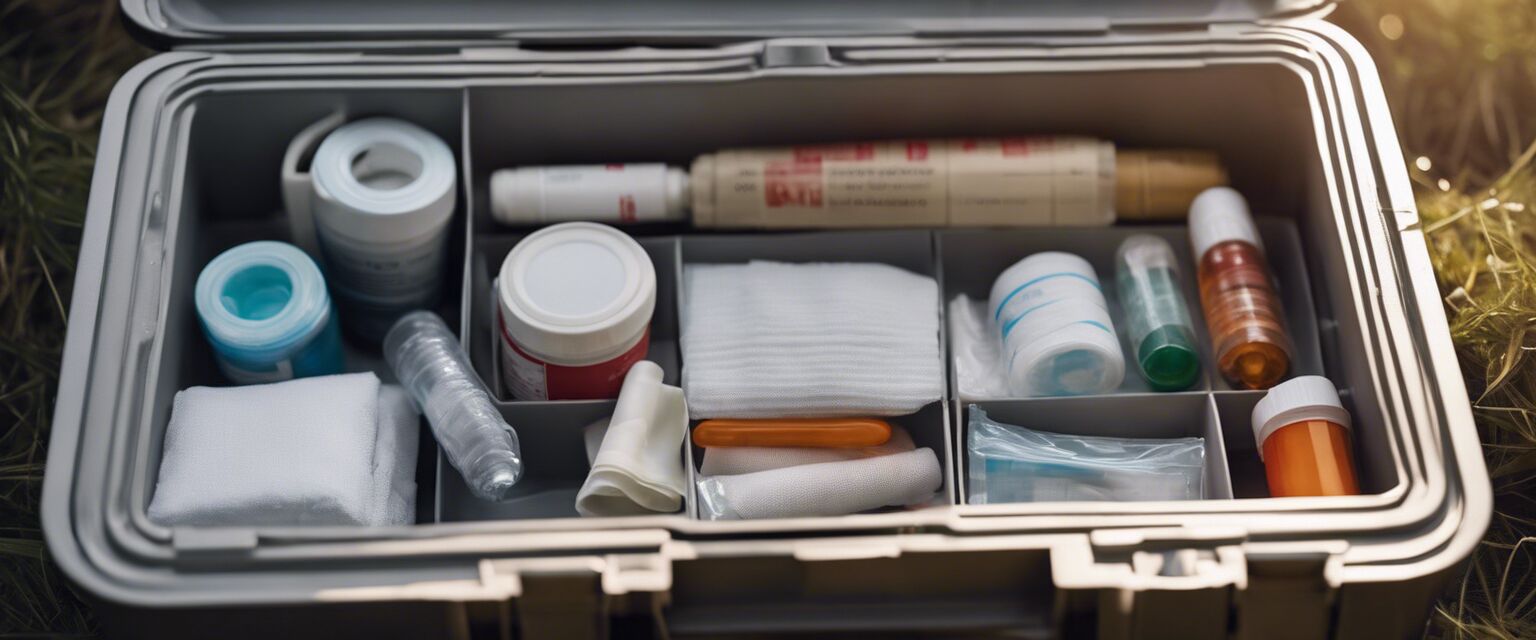 First aid kit with medical supplies