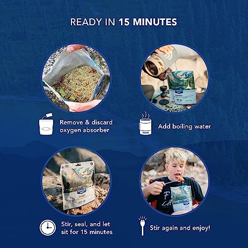 Instructions for preparing a freeze-dried meal in four steps