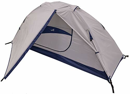 Gray camping tent with open entrance