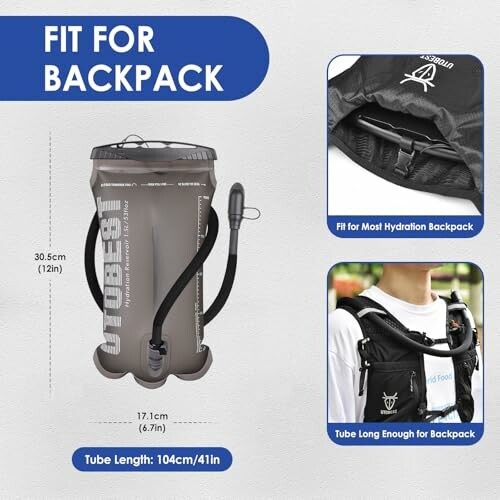 Hydration pack with tube for backpack