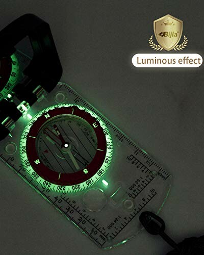 Glowing compass with ruler markings.