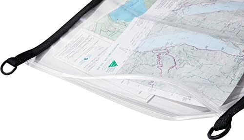 Map in a clear waterproof case with black straps.