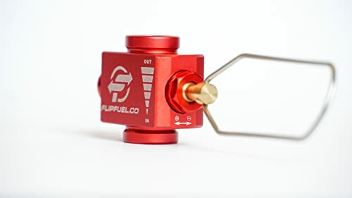 Red fuel valve with metal handle